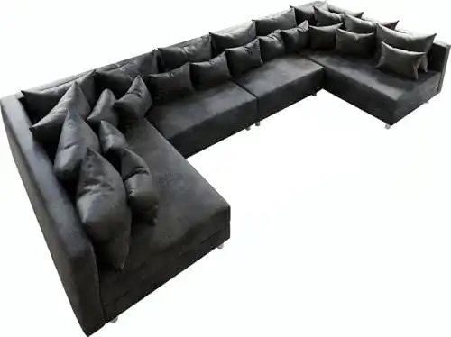 U-Sofa DELIFE Couch Clovis XL Anthrazit Antik Optik Modulsofa