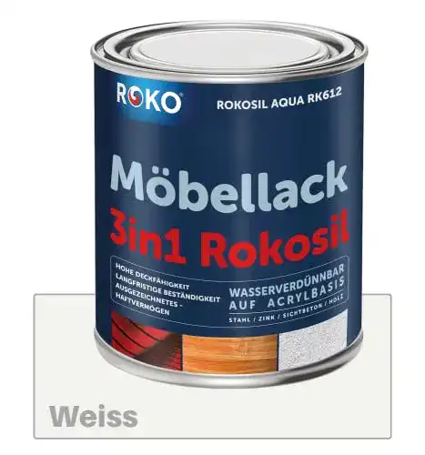 Möbellack Roko, 0,7 Kg, Seidenmatt Weiss, 3in1 Möbelfarbe