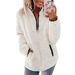 Fleecepullover Damen Nilimoph Pullover Damen Flauschiger Pulli