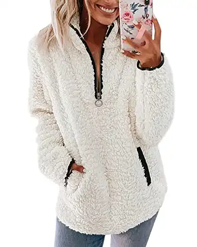 Fleecepullover Damen Nilimoph Pullover Damen Flauschiger Pulli