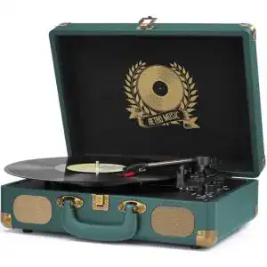 Plattenspieler Bluetooth Mersoco Vinyl, eingebaute Lautsprecher