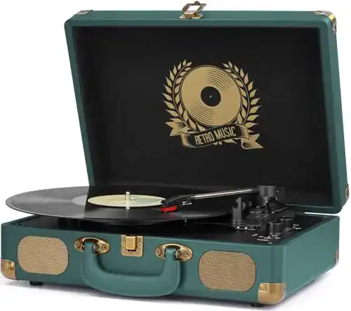 Plattenspieler Bluetooth Mersoco Vinyl, eingebaute Lautsprecher