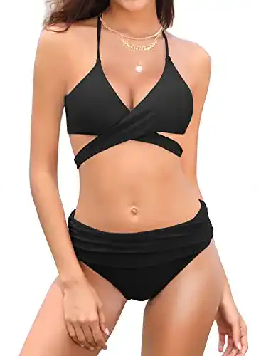 Bikini SHEKINI Damen Dunkle Farbe Geteilter Badeanzug Push Up