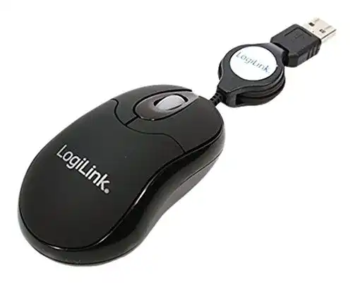Mini-Maus LogiLink ID0016 Maus optisch USB Mini, Kabeleinzug
