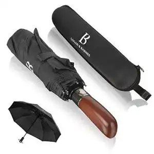 Regenschirm sturmfest LOGAN & BARNES mit echtem Holzgriff