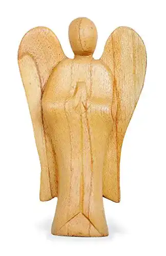 Engel aus Holz TEMPELWELT Deko Figur Schutzengel stehend