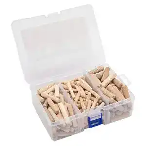 Holzdübel Brackit Set, 225 Stück, geriffelt rund konisch, lang