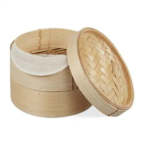 Bambusdämpfer Relaxdays Bambus Dampfgarer, mit 2 Etagen