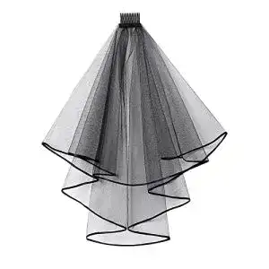 Schleier Colexy Braut , kurz Satin mit Kamm, Double Layer