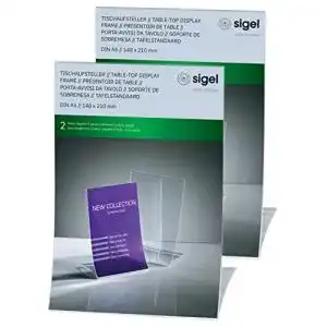 Tischaufsteller Sigel TA160 klappbar, 2 Stück, für A4, Hartplastik