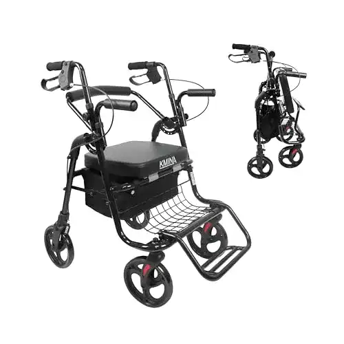 Rollator mit Fußstützen KMINA – Rollator Rollstuhl Kombination
