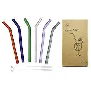 Glas-Strohhalm BigNoseDeer, 6er Set mit 2 Reinigungsbürsten