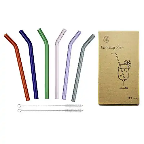 Glas-Strohhalm BigNoseDeer, 6er Set mit 2 Reinigungsbürsten