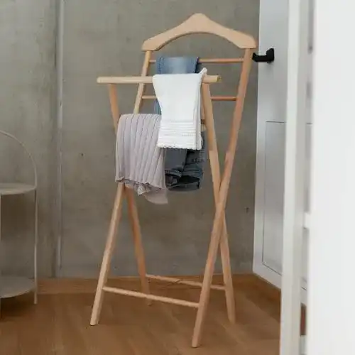 Herrendiener Staboos Stummer Diener aus Massiv Holz, klappbar