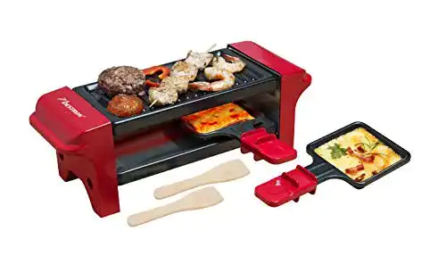 Raclette für 2 Personen Bestron, Mini Tischgrill mit zwei Pfännchen