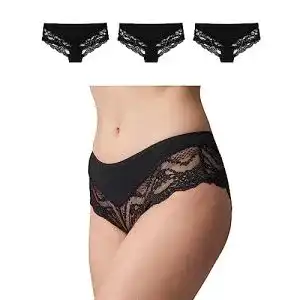 Damen-Unterhosen Snocks Unterhosen Damen Hipster Spitze, 3er