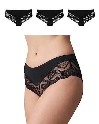Damen-Unterhosen Snocks Unterhosen Damen Hipster Spitze, 3er