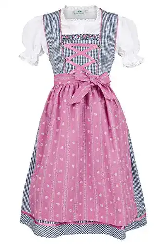 Dirndl Kinder Isar-Trachten Mädchen Kinderdirndl Marine pink