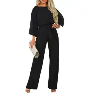Jumpsuit HAPPY SAILED Damen Langarm O-Ausschnitt Elegant