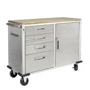 fahrbare Werkbank Seville Classics mit 4 Schubladen, grau