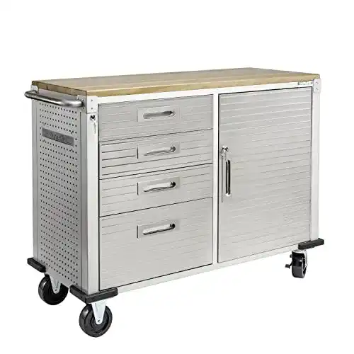 fahrbare Werkbank Seville Classics mit 4 Schubladen, grau