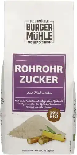 Rohrohrzucker Burgermühle Bio Roh-Rohrzucker, 1 kg