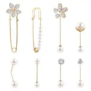 Hutnadel olyee 8 Stück Damen Brosche Pin, Kunstperlen