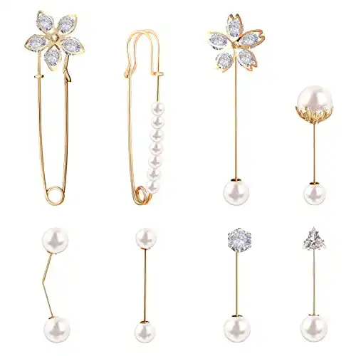 Hutnadel olyee 8 Stück Damen Brosche Pin, Kunstperlen