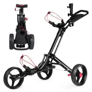 Golf-Trolley COSTWAY 3-Rad Golftrolley, Golfwagen Golf klappbar, Schiebewagen verstellbar, Golf Push Cart aus Aluminum, Golfcaddy