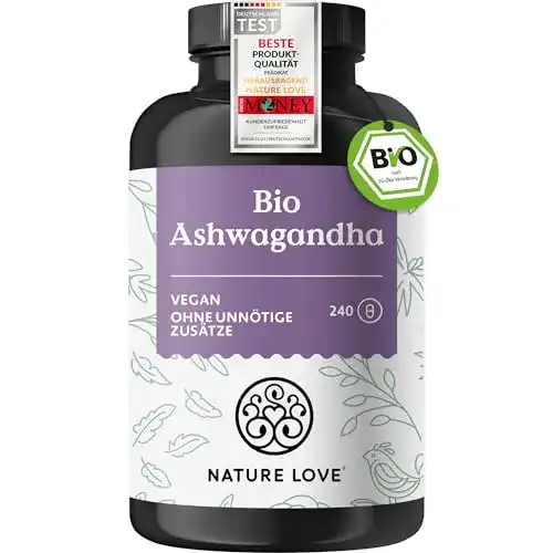 Ashwagandha Nature Love ® Bio – Hochdosiert mit 1950mg