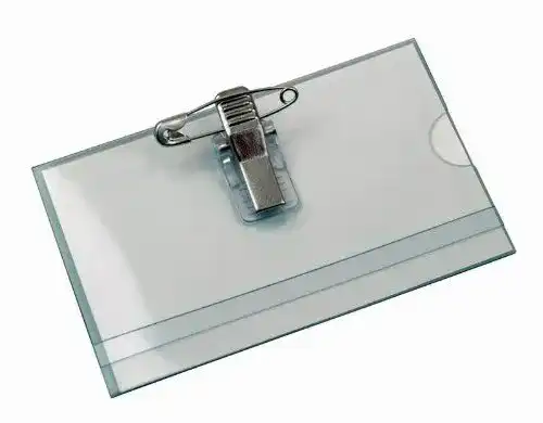 Namensschild FALAMBI 50 x, Halter mit Einleger + Clip + Nadel