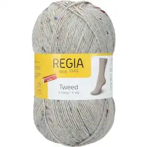 Tweed-Wolle Regia 4-Fädig Uni Tweed, 100G hellgrau