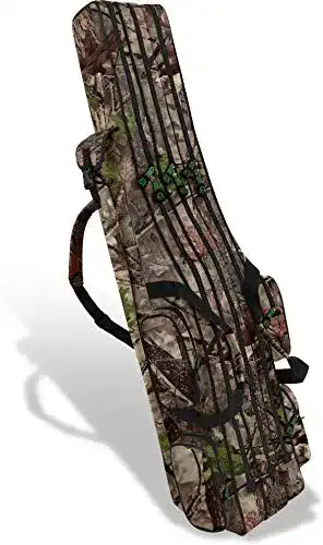 Rutentasche normani XXL Angel Tasche Futteral 190cm oder 210cm Anglerrucksack – 8 Taschen für 6 Ruten und Kescher Farbe Hunting