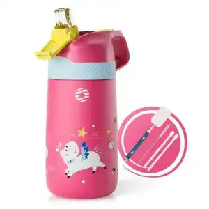 Trinkhalmflasche FEIJIAN Trinkflasche Kinder Edelstahl 350ML