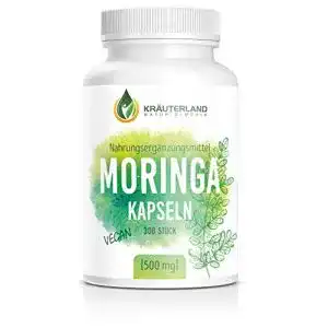 Moringa-Kapseln Kräuterland Natur-Ölmühle, 300 Kapseln, vegan