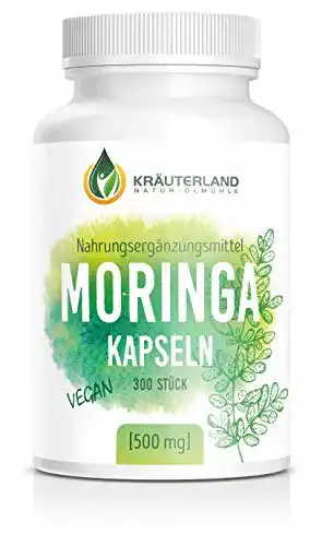Moringa-Kapseln Kräuterland Natur-Ölmühle, 300 Kapseln, vegan