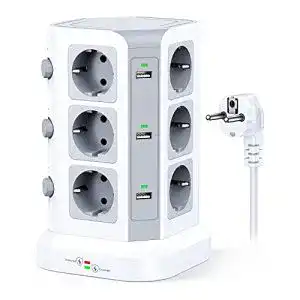 Steckdosenturm KOOSLA 12 Fach Steckdosenleiste, 6 USB