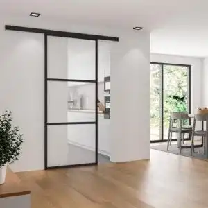 Glastür inova Glasschiebetür klar 880×2035 mm Alu Rahmen