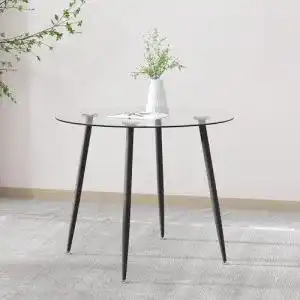 Esstisch rund GOLDFAN Esstisch Glas mit verchromten Beinen