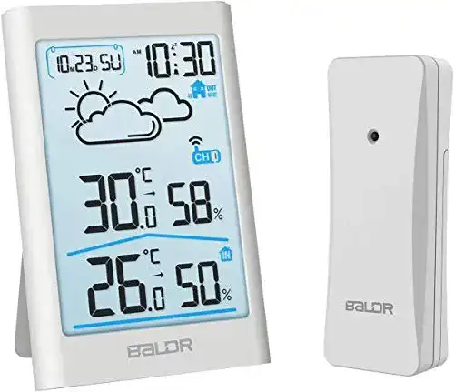 Wetterstation TEKFUN Funk mit Außensensor, Digital Thermometer