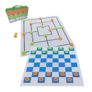 Dame-Spiel alldoro 60063 XXL Mühle und Dame mit Tragetasche