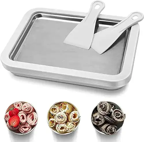 Eisplatte BUTKKXY Eismaschine/gerollte Eiscreme Maker Spaß DIY