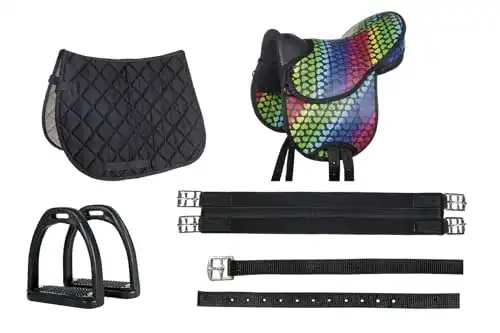 Reitsattel HKM 10604 Shettysattel-Set Colourful, Sattelgurt