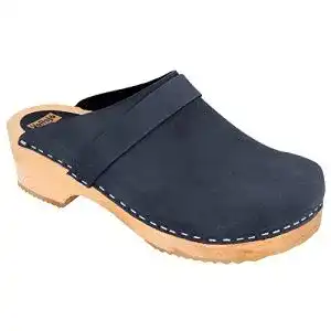 Clogs Vollsjö Dame Holzschuhe Leder EU, Dunkelblau,39