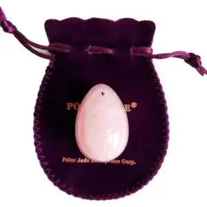 Yoni-Ei Polar Jade Rosenquarz Yoni Ei, gebohrt, Mittel