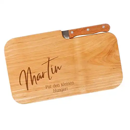 Frühstücksbrettchen Herz & Heim ® Set mit Messer mit Gravur