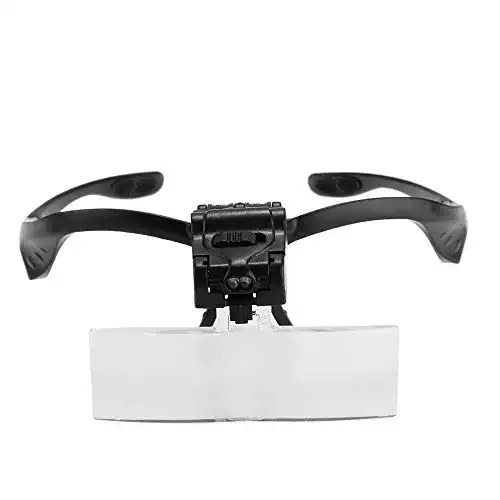 Lupenbrille TOOGOO(R) Brillenlupe Lupe mit 2 LEDs 5 Linse