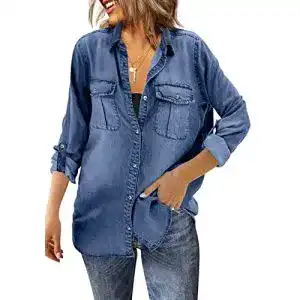 Jeanshemd Damen Gemijacka Jeanshemd Langarm Weich Denim