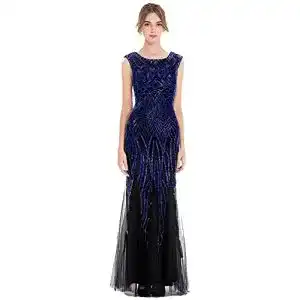 Ballkleid Angel-fashions Damen Muster Paillette Bateau