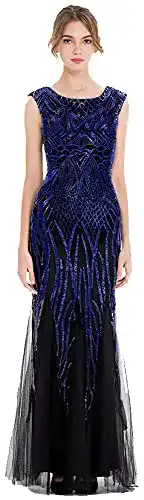 Ballkleid Angel-fashions Damen Muster Paillette Bateau